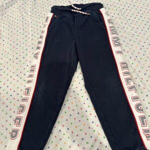 Tommy Hilfiger Kids Black Joggers with White Stripes